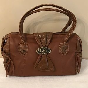 CHI by Carlos Falchi Brown Lambskin Leather Satchel